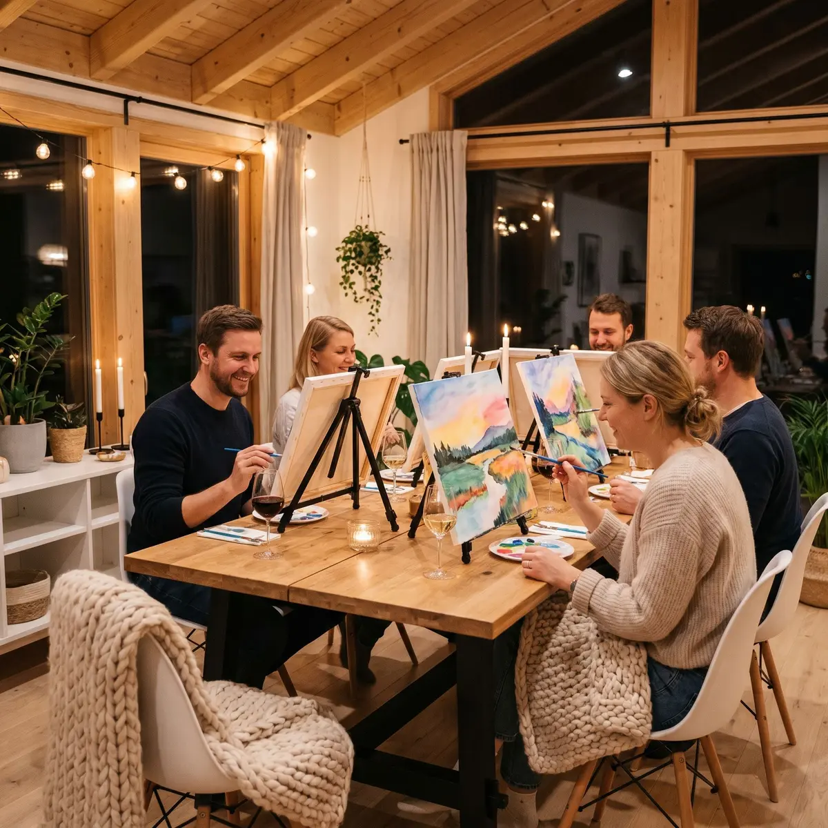 Paint and Wine-kväll hos Fika Art