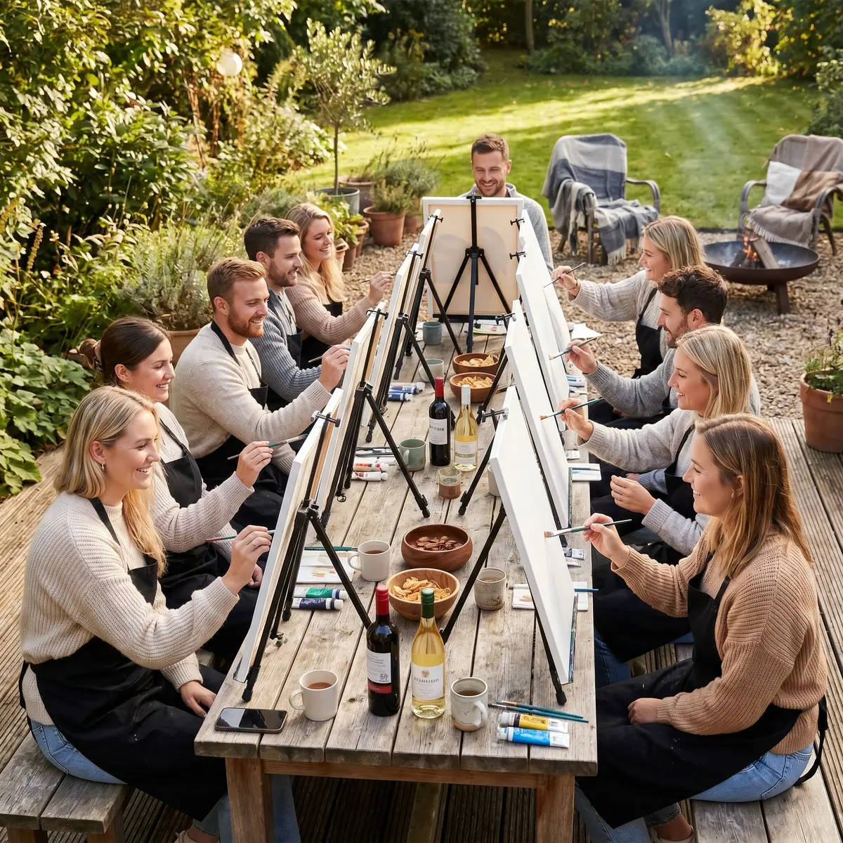 Företagsevent med målning och vin